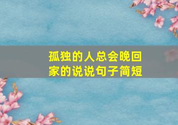 孤独的人总会晚回家的说说句子简短