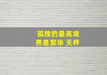 孤独的最高境界是繁华 天秤