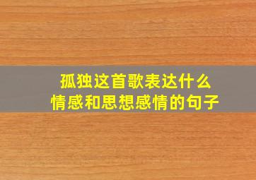 孤独这首歌表达什么情感和思想感情的句子