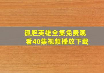 孤胆英雄全集免费观看40集视频播放下载