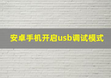 安卓手机开启usb调试模式