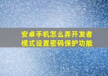 安卓手机怎么弄开发者模式设置密码保护功能