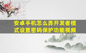 安卓手机怎么弄开发者模式设置密码保护功能视频