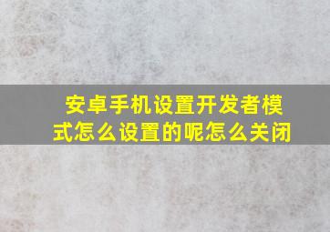 安卓手机设置开发者模式怎么设置的呢怎么关闭