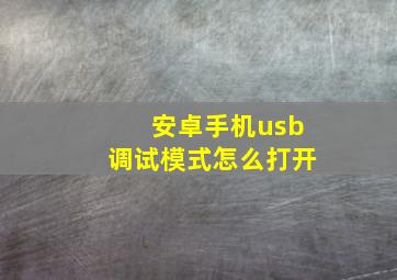 安卓手机usb调试模式怎么打开