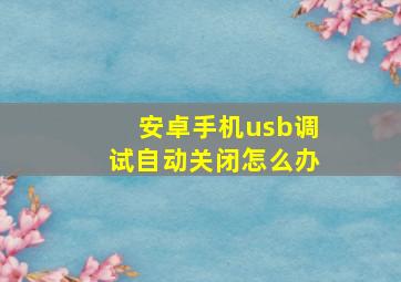 安卓手机usb调试自动关闭怎么办