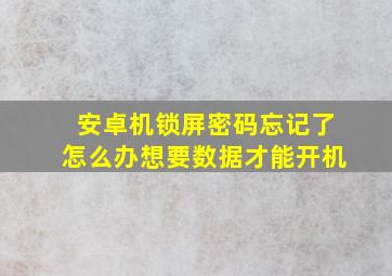 安卓机锁屏密码忘记了怎么办想要数据才能开机