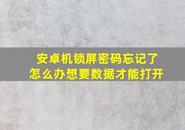 安卓机锁屏密码忘记了怎么办想要数据才能打开