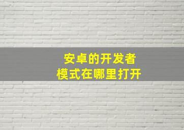 安卓的开发者模式在哪里打开