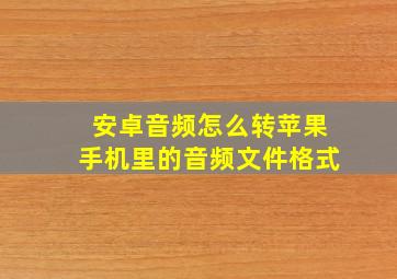 安卓音频怎么转苹果手机里的音频文件格式