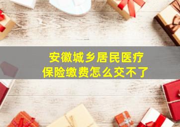 安徽城乡居民医疗保险缴费怎么交不了