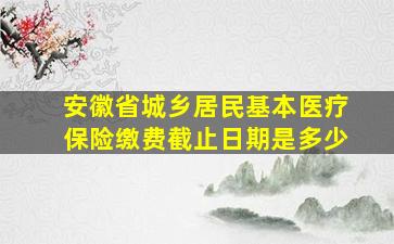 安徽省城乡居民基本医疗保险缴费截止日期是多少