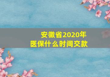 安徽省2020年医保什么时间交款