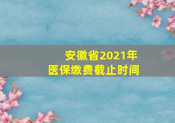 安徽省2021年医保缴费截止时间