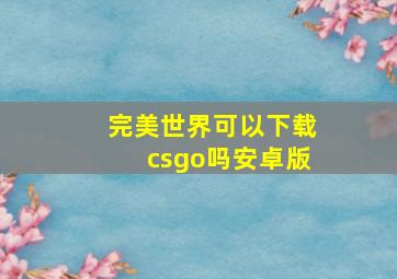 完美世界可以下载csgo吗安卓版