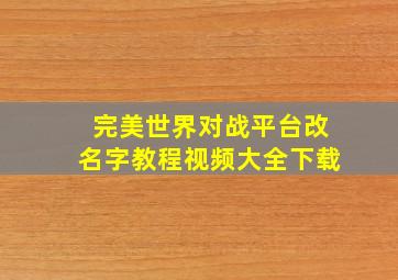 完美世界对战平台改名字教程视频大全下载