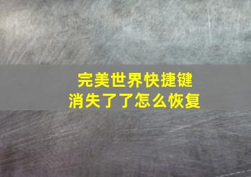 完美世界快捷键消失了了怎么恢复