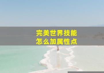 完美世界技能怎么加属性点