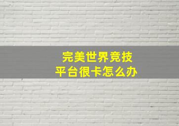 完美世界竞技平台很卡怎么办