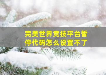 完美世界竞技平台暂停代码怎么设置不了