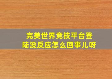 完美世界竞技平台登陆没反应怎么回事儿呀