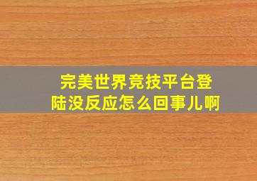 完美世界竞技平台登陆没反应怎么回事儿啊