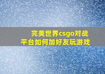 完美世界csgo对战平台如何加好友玩游戏