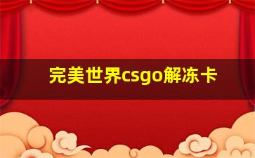 完美世界csgo解冻卡