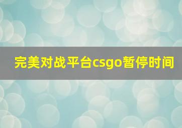 完美对战平台csgo暂停时间