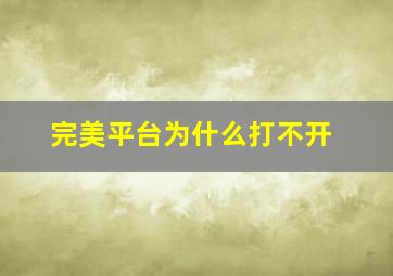 完美平台为什么打不开