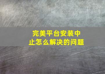 完美平台安装中止怎么解决的问题