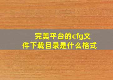 完美平台的cfg文件下载目录是什么格式