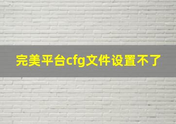 完美平台cfg文件设置不了