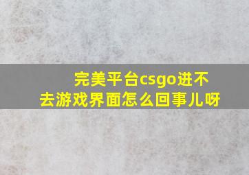 完美平台csgo进不去游戏界面怎么回事儿呀