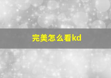 完美怎么看kd