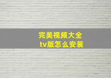 完美视频大全tv版怎么安装