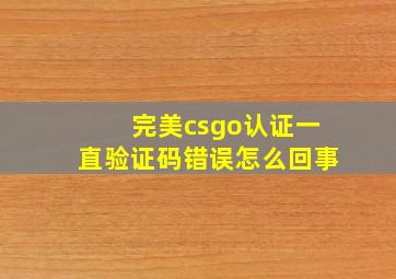 完美csgo认证一直验证码错误怎么回事