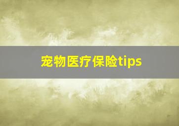 宠物医疗保险tips