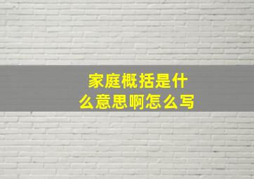 家庭概括是什么意思啊怎么写