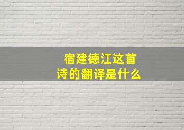 宿建德江这首诗的翻译是什么