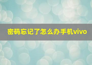 密码忘记了怎么办手机vivo