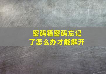 密码箱密码忘记了怎么办才能解开