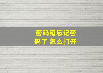 密码箱忘记密码了 怎么打开