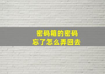 密码箱的密码忘了怎么弄回去