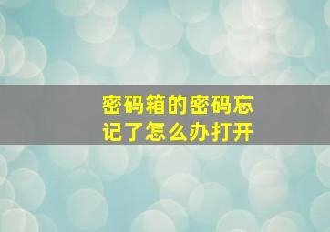 密码箱的密码忘记了怎么办打开