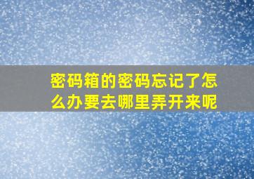 密码箱的密码忘记了怎么办要去哪里弄开来呢