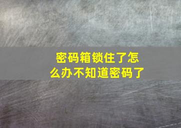 密码箱锁住了怎么办不知道密码了