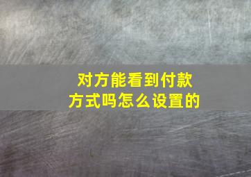 对方能看到付款方式吗怎么设置的