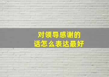 对领导感谢的话怎么表达最好