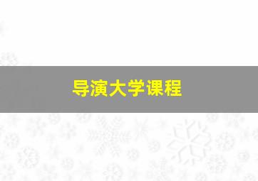 导演大学课程